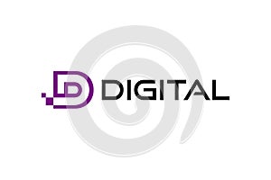 Digital logo with letter D symbol