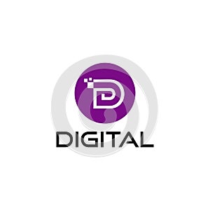 Digital logo with letter D symbol