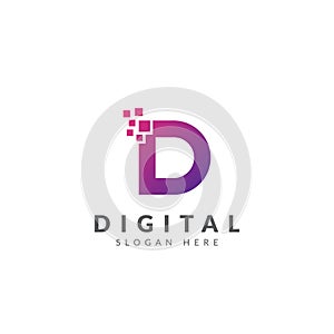 Digital logo template vector design with letter D