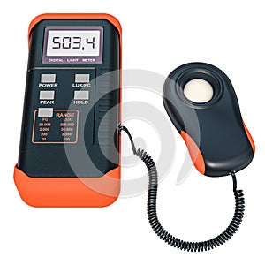 Digital luxmeter, light meter. 3D rendering