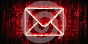 Digital Mail Security Concept with E-mail Envelope on Red Binary Code Featuring Phishing Risks