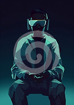 digital man gadget futuristic technology game goggles cyber headset vr glasses. Generative AI.