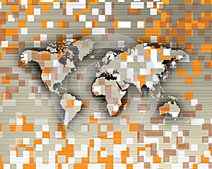 DIGITAL MAP OF THE WORLD WITH PIXELS