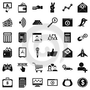 Digital market icons set, simple style