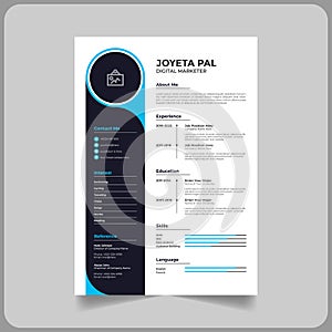 Digital marketer cv or resume template in eps