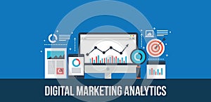 Digital marketing analytics and data report - flat design concept photo