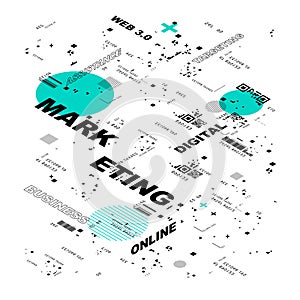 Digital marketing black isometric pattern