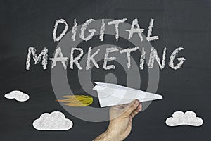 Digital marketing, blackboard, chalkboard