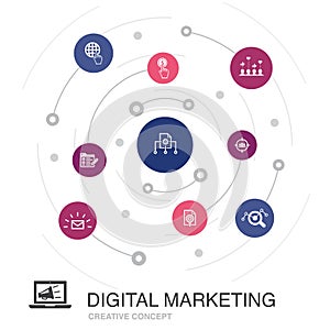 Digital marketing colored circle concept