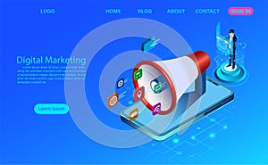 Digital marketing concept for banner and website