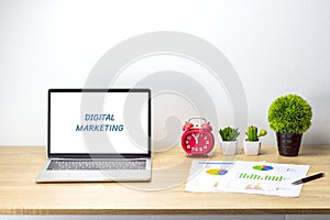 Digital marketing concept, workspace table