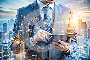 Digital marketing and data exchange concept photo