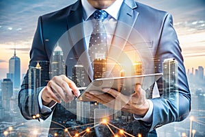 Digital marketing and data exchange concept photo