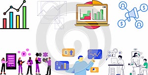 Digital marketing flat icons set collection. photo
