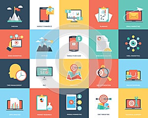 Digital Marketing Flat Vector Illustration Set