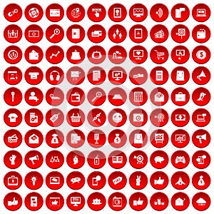 100 digital marketing icons set red