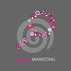 Digital marketing illustration flat design