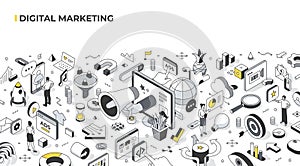 Digital Marketing Isometric Banner
