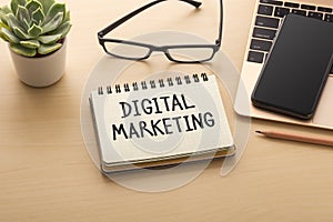 Digital marketing with laptop and smart phone