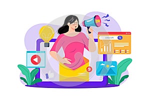 Digital Marketing Manager Illustration concept on white background