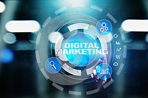 Digital marketing, Online advertising, SEO, SEM, SMM. Business and internet concept.