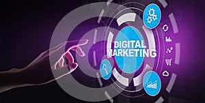 Digital marketing, Online advertising, SEO, SEM, SMM. Business and internet concept.