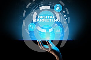 Digital marketing, Online advertising, SEO, SEM, SMM. Business and internet concept.