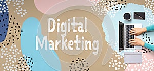 Digital marketing with person using laptop