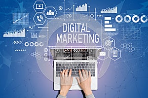 Digital marketing with person using laptop