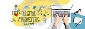 Digital marketing with person using a laptop