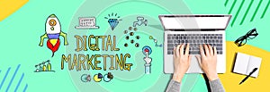 Digital marketing with person using a laptop