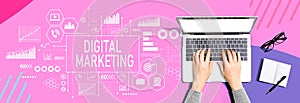 Digital marketing with person using a laptop