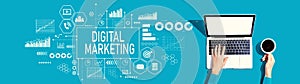 Digital marketing with person using a laptop