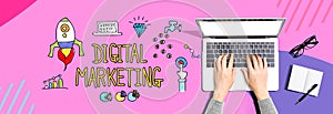 Digital marketing with person using a laptop