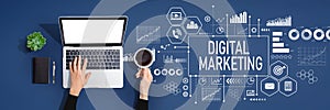 Digital marketing with person using laptop computer