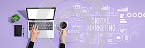 Digital marketing with person using laptop computer