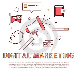Digital Marketing Poster Text Vector Illustration