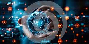 Digital Marketing Professional Demonstrating Data Management Platform DMP Capabilities with a Virtual Globe Interface