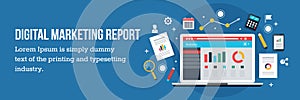 Digital marketing report, web analysis- flat design web banner photo