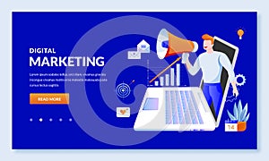 Digital marketing, SEO business technology concept. Vector illustration. Website and social media advertising strategy