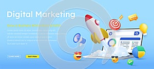 Digital Marketing seo strategy concept banner design