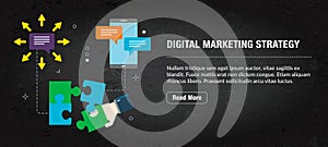 Digital marketing strategy, banner internet with icons in vector