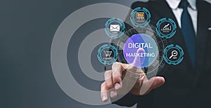 Digital marketing technology concept. Internet. Online. Search Engine Optimization. SEO. Advertising. Internet connection