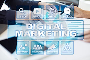 DIgital marketing technology concept. Internet. Online. SEO. SMM. Advertising.