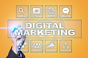 DIgital marketing technology concept. Internet. Online. SEO. SMM. Advertising.