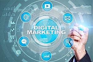 DIgital marketing technology concept. Internet. Online. SEO. SMM. Advertising.