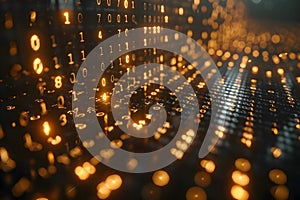 Digital Matrix Background with Glowing Binary Code and Data Flow for Technology Themes Generative AI