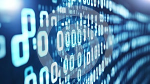 Digital matrix background with green binary code and glowing elements