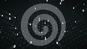 Digital matrix of binary code symbols 3D render