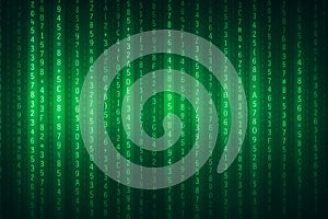 Digital Matrix Code Background with Green Falling Numbers